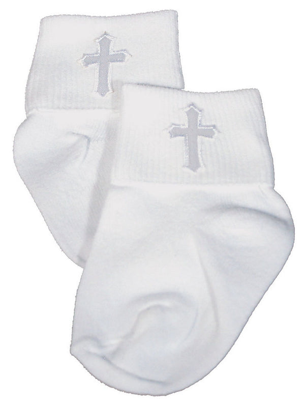 Little Things Mean A Lot Unisex White Cotton Embroidered Ankle Socks 0-5 - SophiasStyle.com